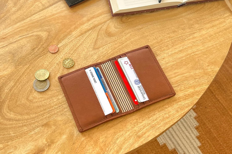 Gusti Kartenhalter Leder - Hal RFID Kartenhülle RFID Schutz Kartenetui Brieftasche Portemonnaie Brau