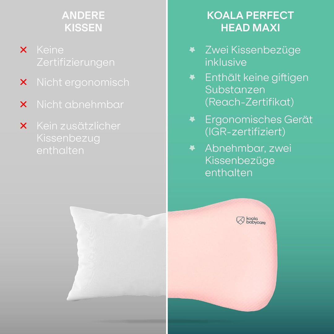 KOALA BABYCARE Babykissen Plagiozephalie bis 36 Monaten, abnehmbar für das Kinderbettchen. Hilft bei