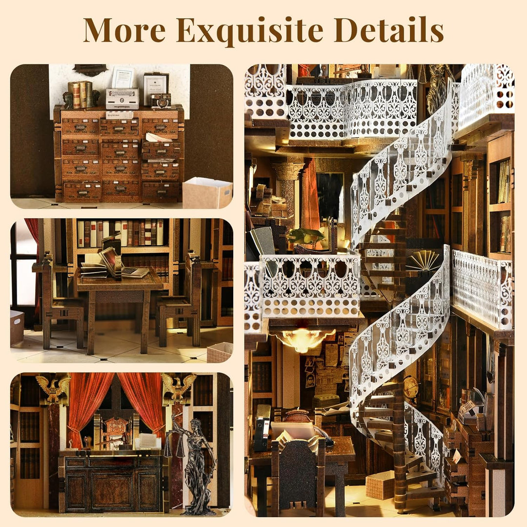 MiniCity Book Nook Kit, DIY 3D Miniatur Puppenhaus Booknook Kit für Teenager und Erwachsene (Law Lib