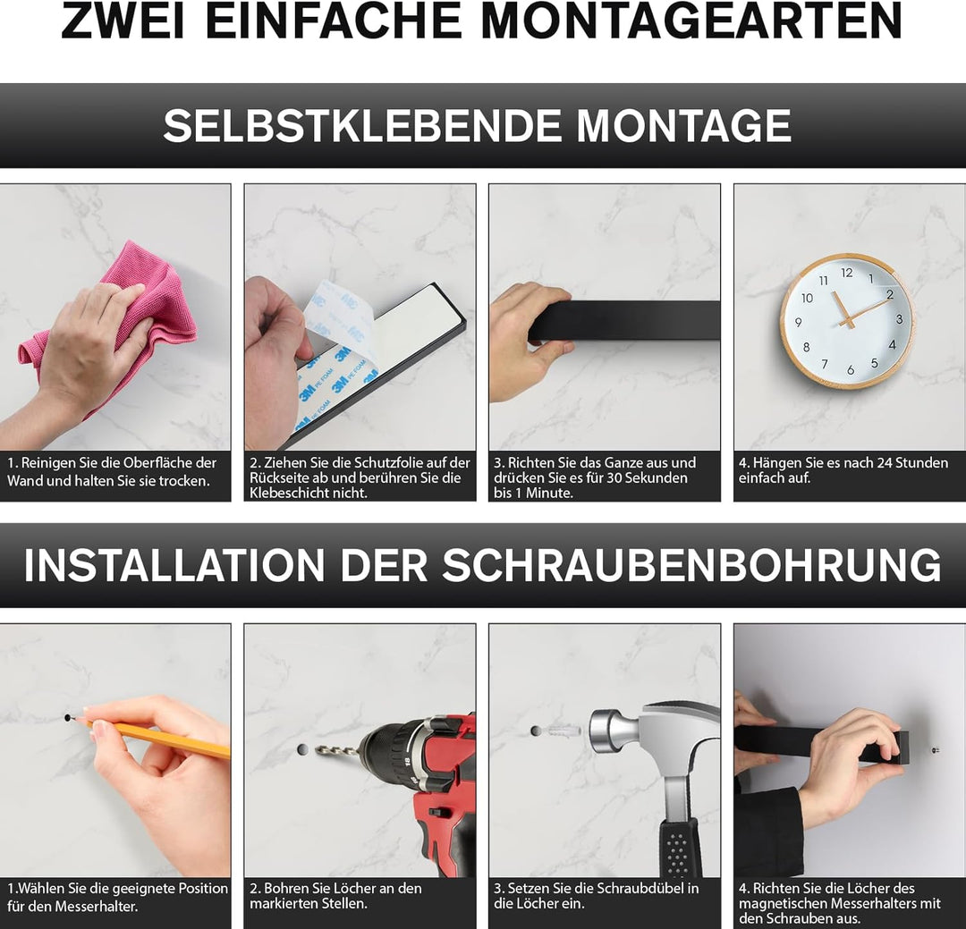 Magnetleiste Messer 40cm, Edelstahl Messerhalter Magnetisch, Magnet Messerhalter Schraube, Magnetlei