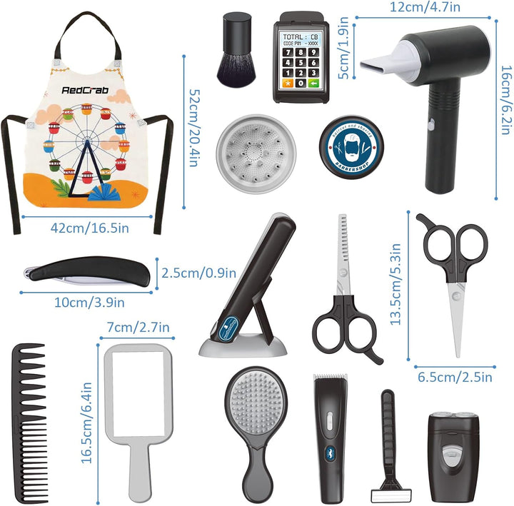 RedCrab Kinder Friseur Set, 50Pcs Salon-Friseur Spielset mit Haartrockner, Rasierspielzeug und Styli