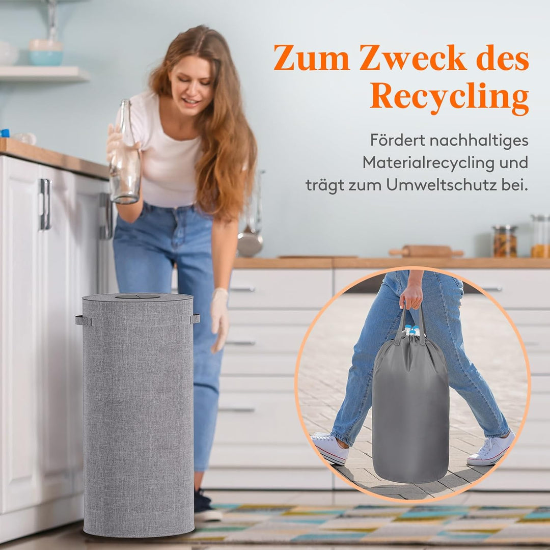 Lifewit 80L Kreis Pfandflaschen Sammelbehälter mit Deckel, Grosser Pfandflaschen behälter für die Le