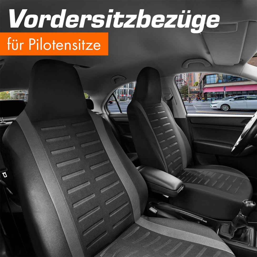 Upgrade4cars Autositzbezüge Set für Pilotensitze | Autositzbezug für die Vordersitze in Grau | Autos