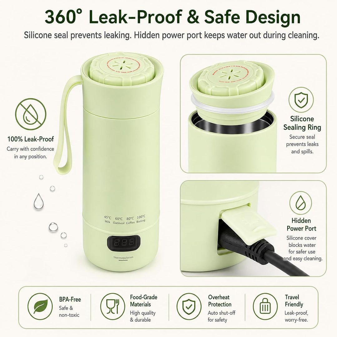 Elektrischer Reisewasserkocher Klein 400ML, 4 Temperatureinstellung | Mini Wasserkocher Automatische