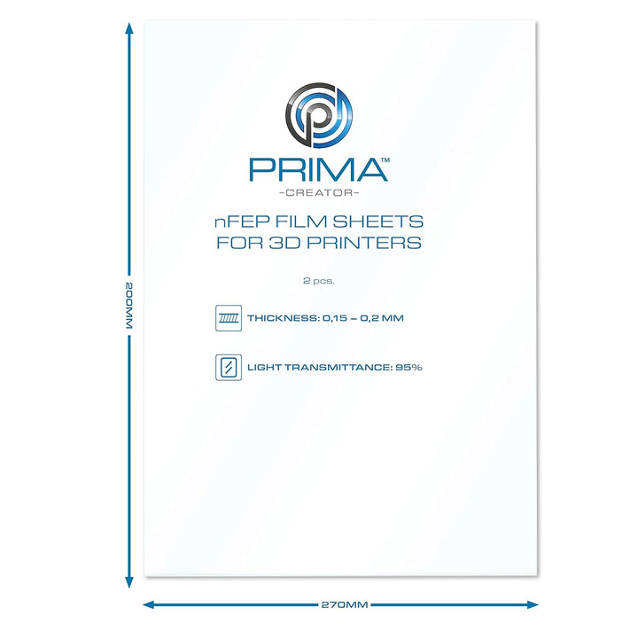 PrimaCreator nFEP Film Sheets for 3D Printers - 200 x 270 mm - 2-pack, 200 x 270 mm
