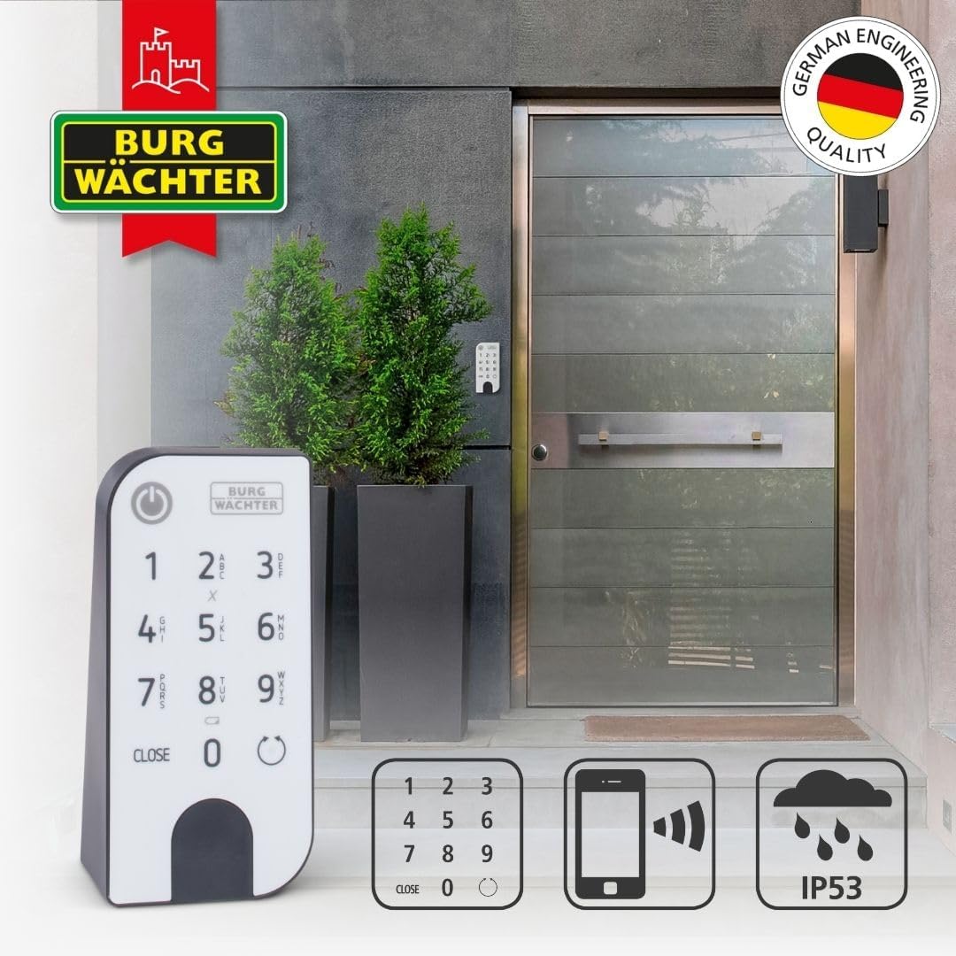 BURG-WÄCHTER Elektronisches Türschloss, Zylinder und Keypad, Öffnung mit App, Pincode oder Funkschlü