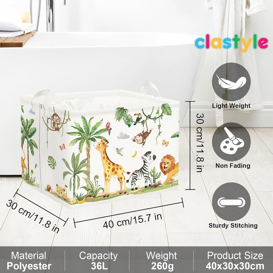 Clastyle Tropisches Tier Kinder Wäschekorb mit Henkel Faltbar Kleidung Spielzeug Aufbewahrungskorb J