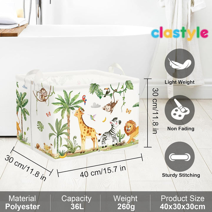 Clastyle Tropisches Tier Kinder Wäschekorb mit Henkel Faltbar Kleidung Spielzeug Aufbewahrungskorb J