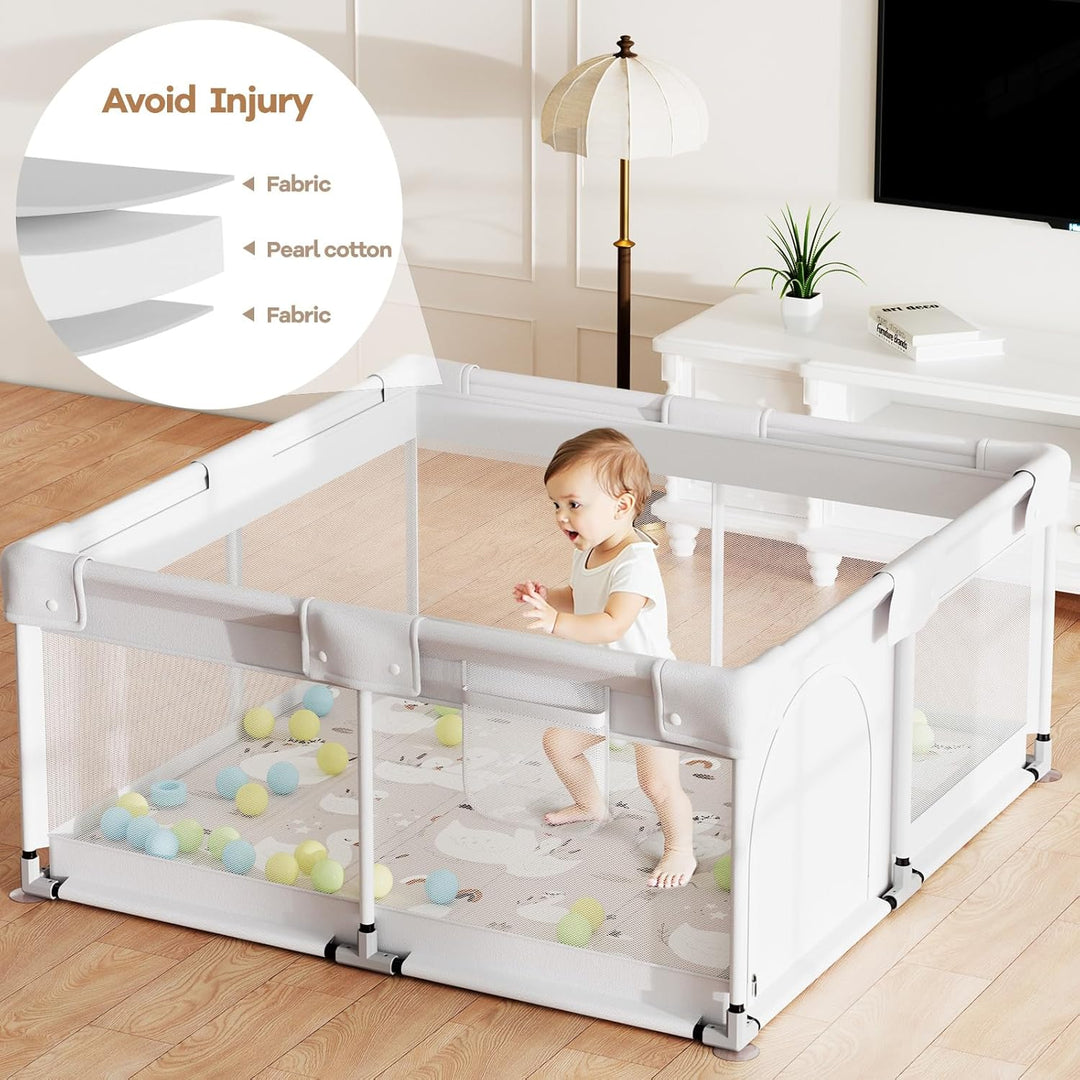 Laufstall Baby mit Matratze, 120x120 Kleines Laufgitter Baby mit Matte, Laufstall für Apartment, Lau