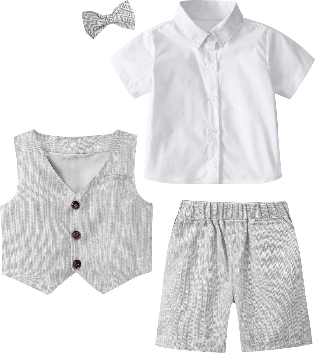 mintgreen Baby Junge Taufe Outfit Smoking Anzug Set 12-18 Monate Hellgrau, 12-18 Monate Hellgrau