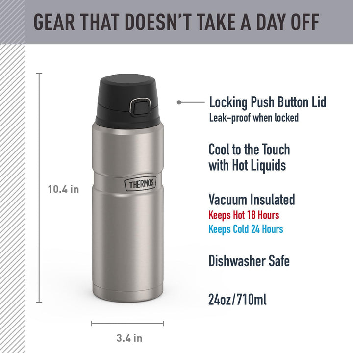 Thermos Stainless King 24 Ounce Drink Bottle, Matte Black, edelstahl, SK4000STTRI4 Matter Stahl, Mat