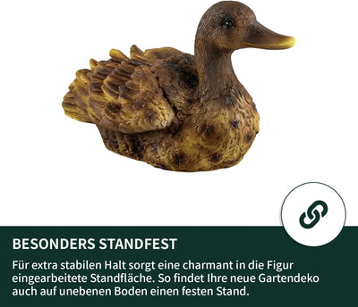 VERDOBA Gartendekoration Ente aus Kunstharz handbemalt - Gartenfiguren für aussen & Wintergarten Dek