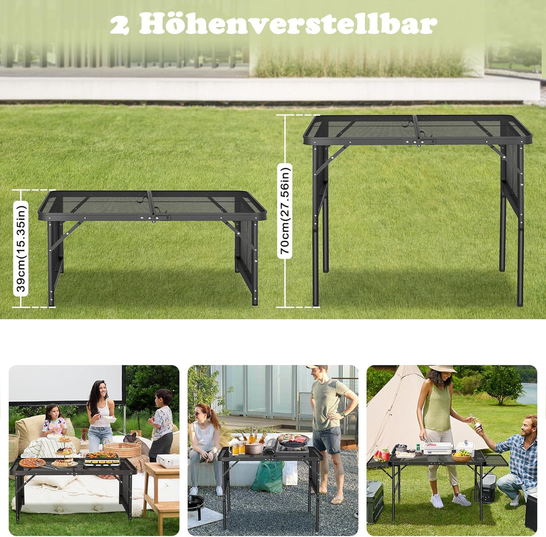 FIVMEN Campingtisch Klappbar Klapptisch Höhenverstellbar Gartentisch Balkontisch Camping Tisch mit V