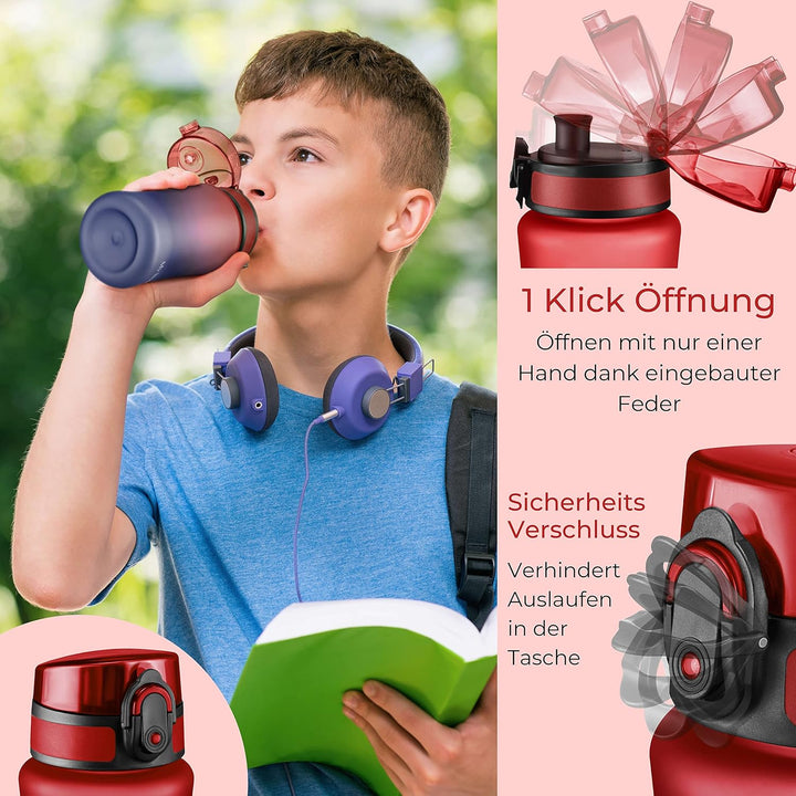 My Vesperbox – Minny - Kinder Trinkflasche auslaufsicher – mit Strohhalm oder Sieb - 350ml, 500ml –