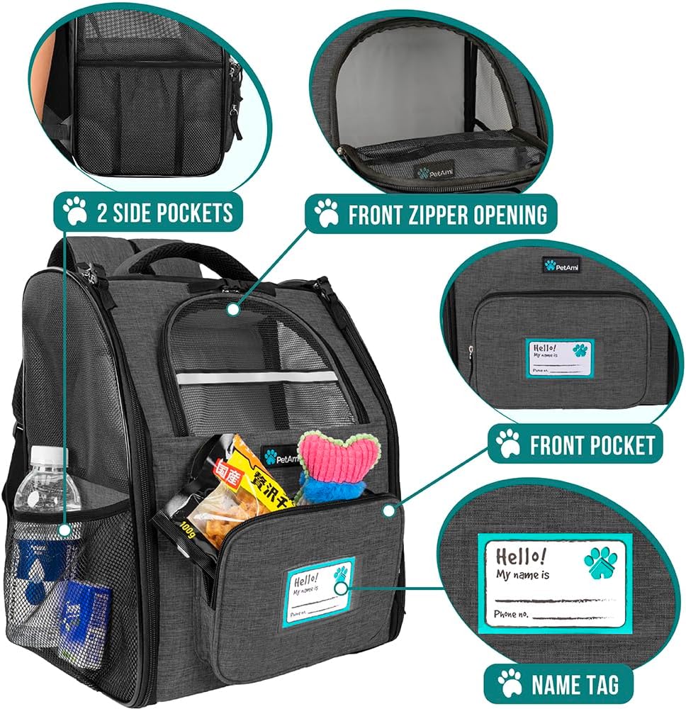 PetAmi Hunderucksack für kleine grosse Katze, Haustier, Welpen, belüfteter Haustier-Wanderrucksack,
