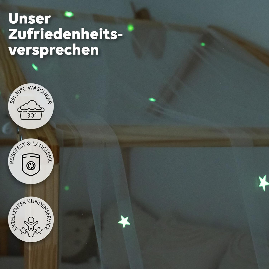 Hausbett Himmel mit leuchtenden Sternen - Betthimmel Hausbett Deko - Geschenk Mädchen & Jungen - Him