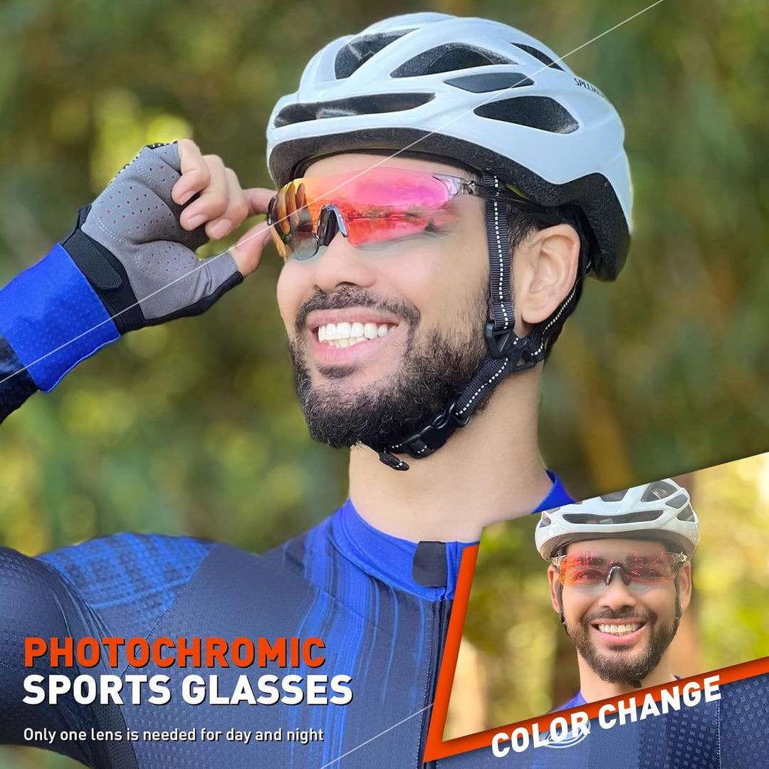 KAPVOE Fahrradbrille Selbsttönend Herren Damen 26g Ultraleicht Schnelle Brille MTB Radfahren Radbril