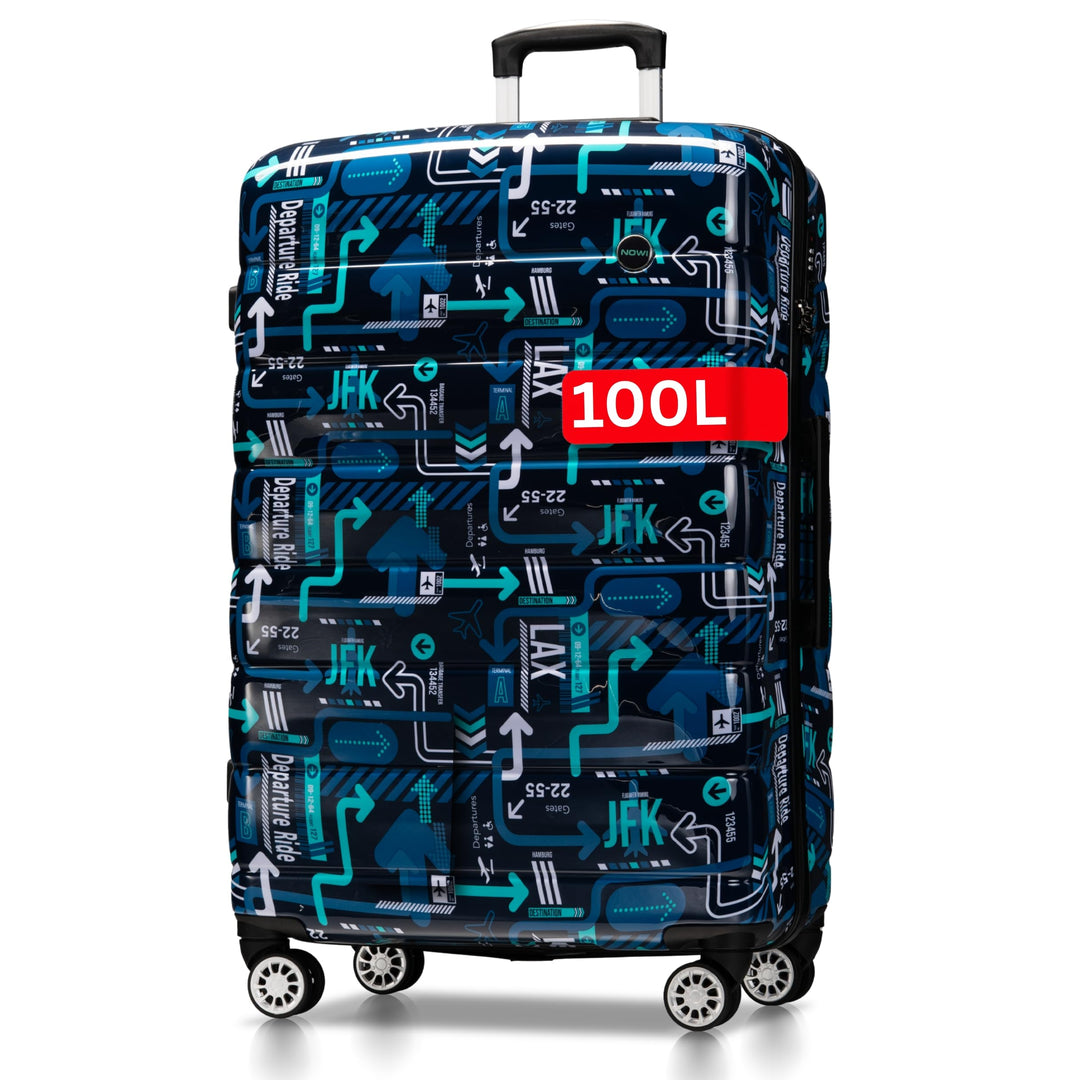 NOWI Hartschalenkoffer XL Gross - 100L Volumen - 158cm Gurtmass - 8 Rollen 360° drehbar - Leichter K
