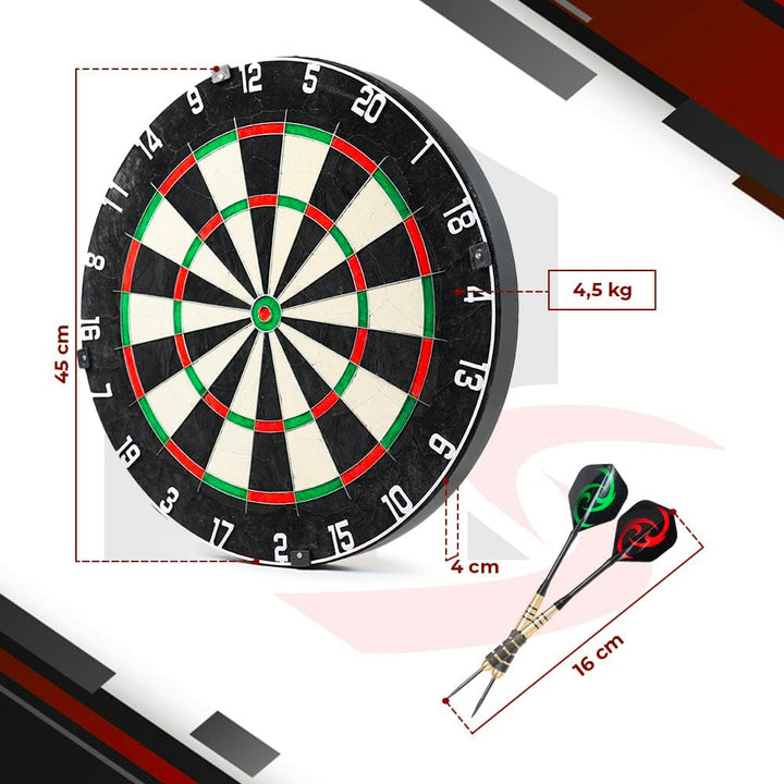 LION HOME SPORTS Hochwertige Sisal Steeldartscheibe | Mit Aufhänger & 6 Dartpfeilen, sowie Aufbewahr