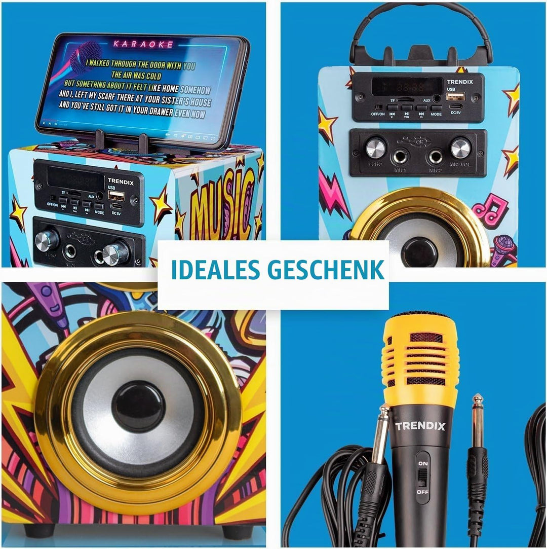 Trendix - Karaoke Kinder Music Star | Karaoke Maschine Kinder 2 Mikrofone | Karaoke Anlage Mit 2 Mik
