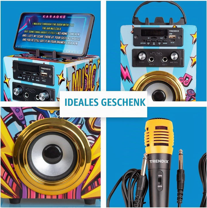 Trendix - Karaoke Kinder Music Star | Karaoke Maschine Kinder 2 Mikrofone | Karaoke Anlage Mit 2 Mik
