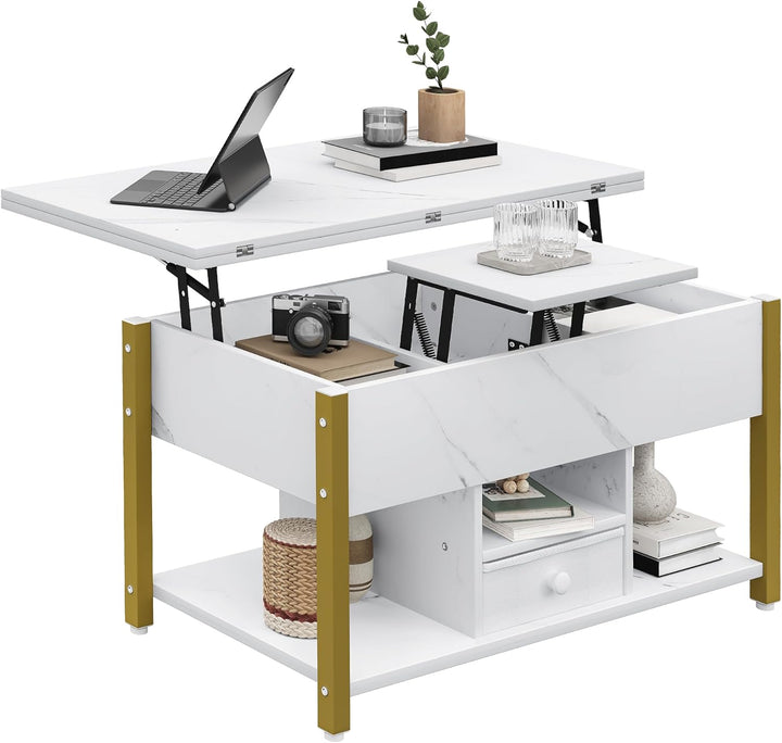 YITAHOME Couchtisch mit Höhenverstellbarer, 4-in-1-Multifunktions-Couchtisch mit Stauraum, Couchtisc