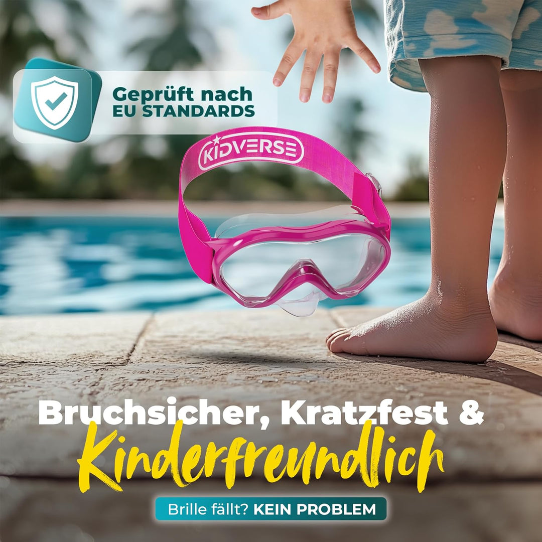 KIDVERSE Taucherbrille Kinder mit Schnorchel ab 5 Jahre - CE & Dermatest geprüfte Taucherbrille mit