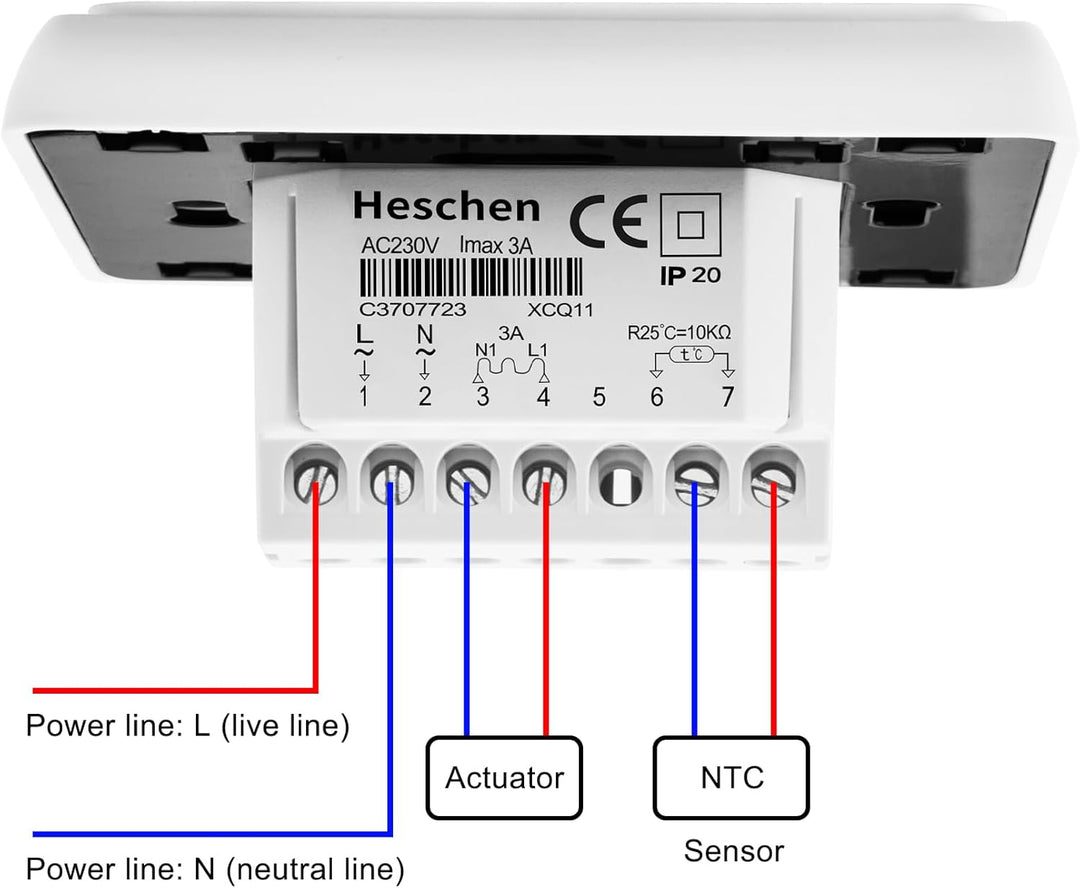 Heschen LCD Digital Wöchentliches Programmier Thermostat, HS-E806, 230VAC 3Ampere, Regler für Fussbo