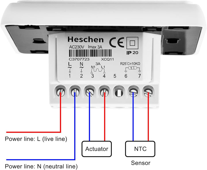 Heschen LCD Digital Wöchentliches Programmier Thermostat, HS-E806, 230VAC 3Ampere, Regler für Fussbo