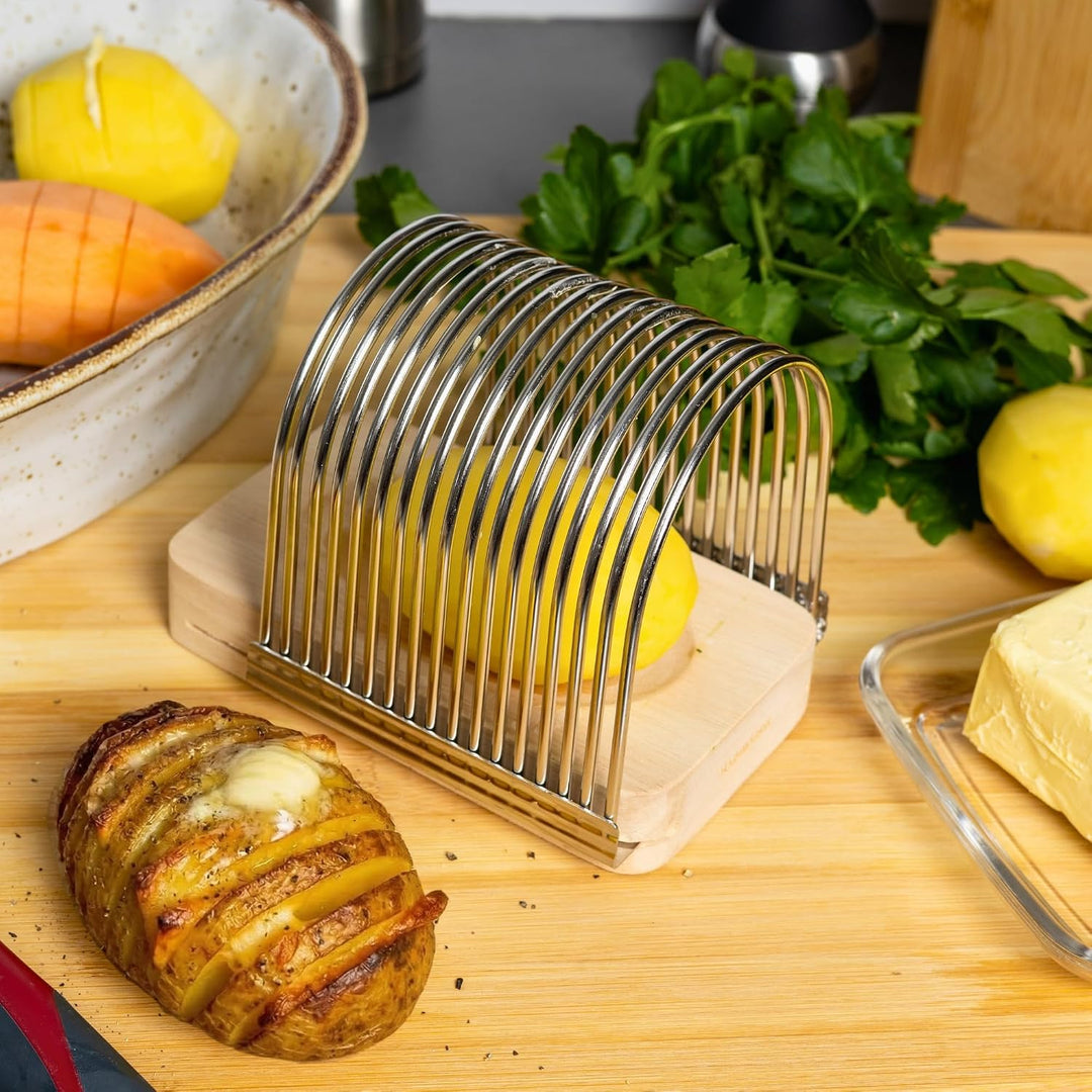 Westmark Fächerkartoffelschneider – Ideal zum schneiden gleichmässiger Fächerkartoffeln (Hasselback)