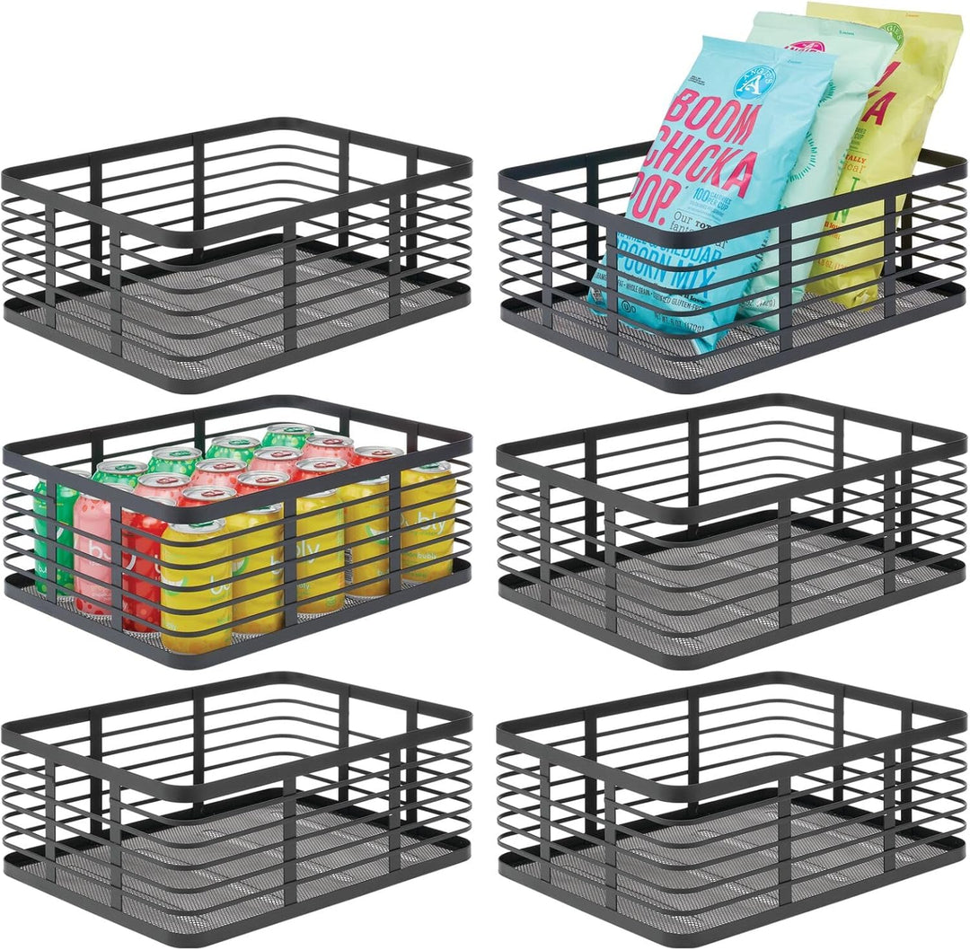 mDesign 6er-Set Allzweckkorb aus Metalldraht – praktischer Aufbewahrungskorb für Küche und Haushalt