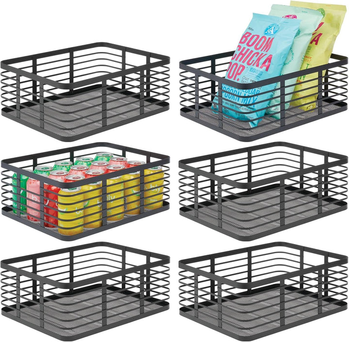 mDesign 6er-Set Allzweckkorb aus Metalldraht – praktischer Aufbewahrungskorb für Küche und Haushalt