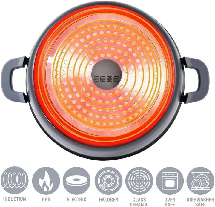 Kochtopfset 20-24-28cm 6-tlg Topf Induktion Alu Guss Geschirr Kupfer, Kupfer