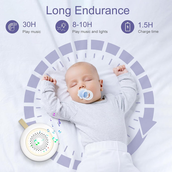 White Noise Machine Baby, Enschlafhilfe babys mit 24 Beruhigende Klänge & 3 Helligkeit Warmweisse Na