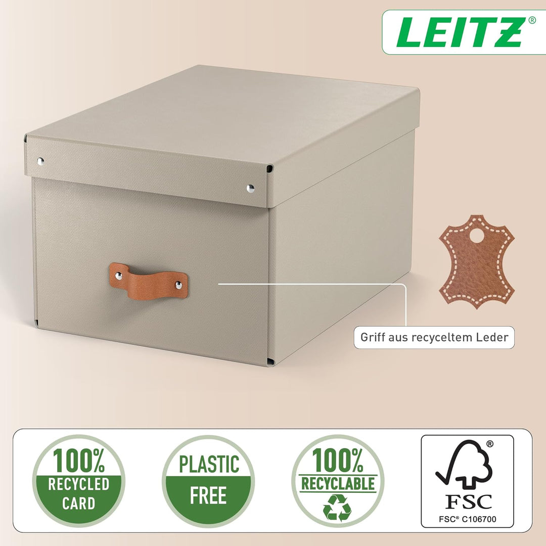 Leitz Puro Aufbewahrungsbox mit Deckel, Medium, 2er-Set, Box 17 L, stapelbar, Organizer-Box für Rega
