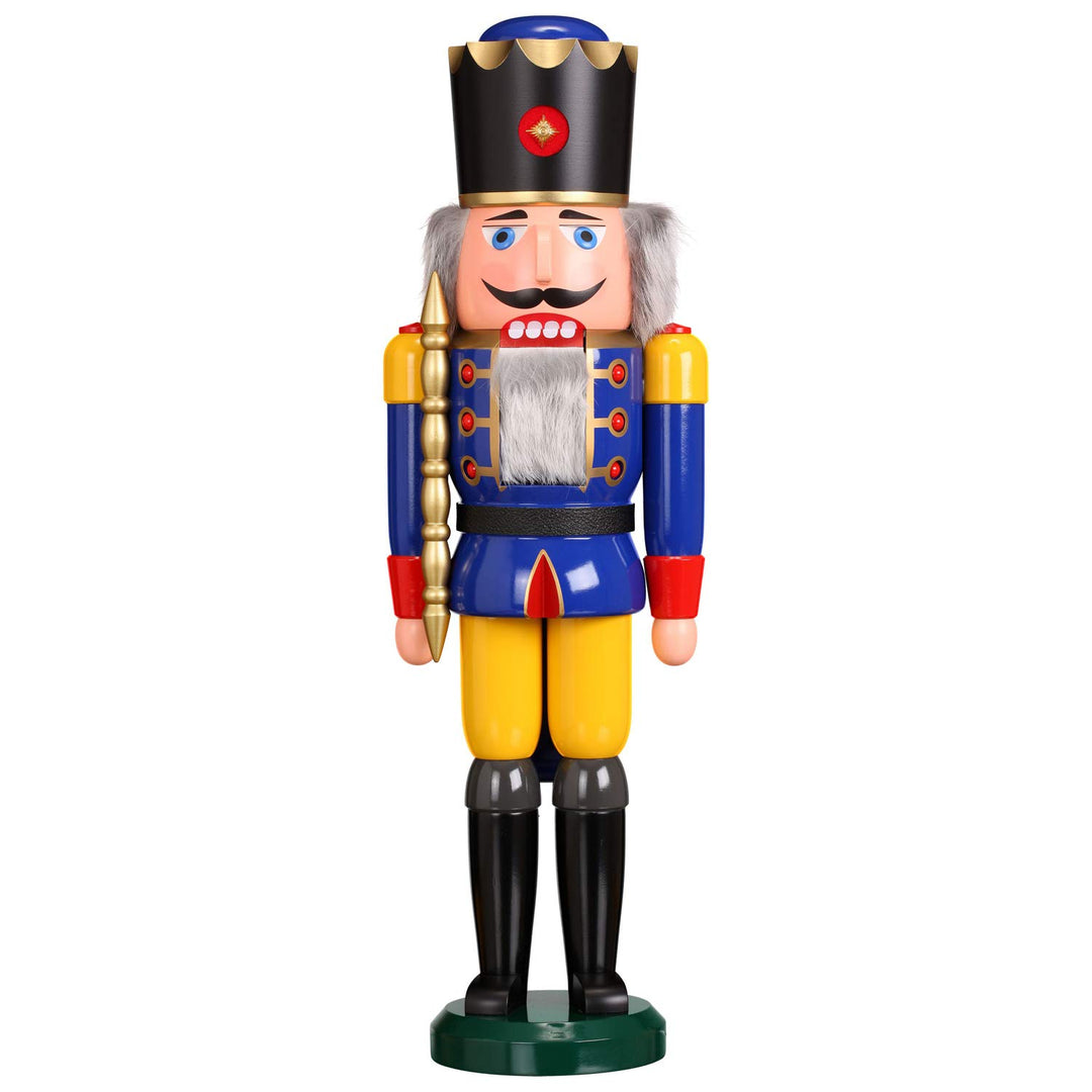 Seiffener Volkskunst 11801/2 Nussknacker Holzfigur Holz König Figur Höhe 60 cm gross blau