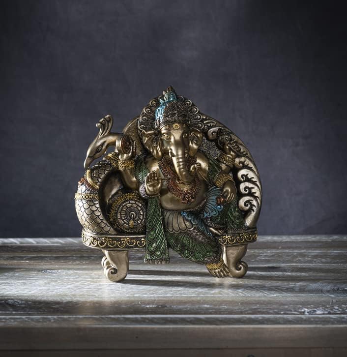 Pacific Giftware Ganesha Figur auf Pfauen Thron | Statue Buddha Gott