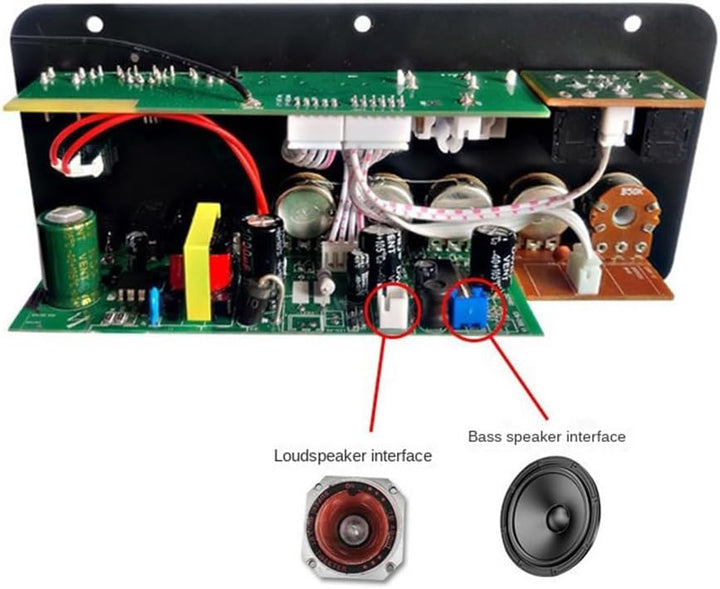 1Set D50 Verstärkerplatine mit Optischem Audio, Bluetooth AMP, USB, FM-Radio, DIY-Audio-Subwoofer, S