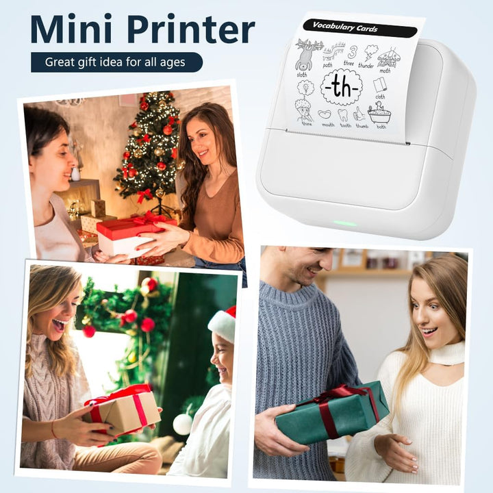 OFFCUP Mini Drucker Mini Fotodrucker mit 5 Papierrollen Tragbarer Mini Printer Thermodrucker Taschen