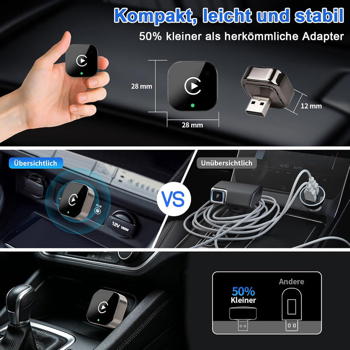 Wireless Carplay & Android Auto Adapter, Wired Auf Wireless für iOS 10+/Android 11+, Plug & Play, ve