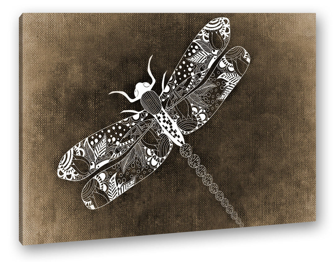 deyoli Abstrakte Libelle Format: 80x60 Effekt: Sepia als Leinwandbild, Motiv fertig gerahmt auf Echt