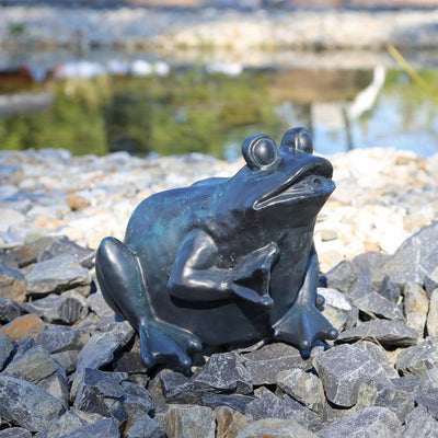 CLGarden Wasserspeier Figur Frosch für Teich Wasser Springbrunnen Teichfigur schwarz/anthrazit ohne