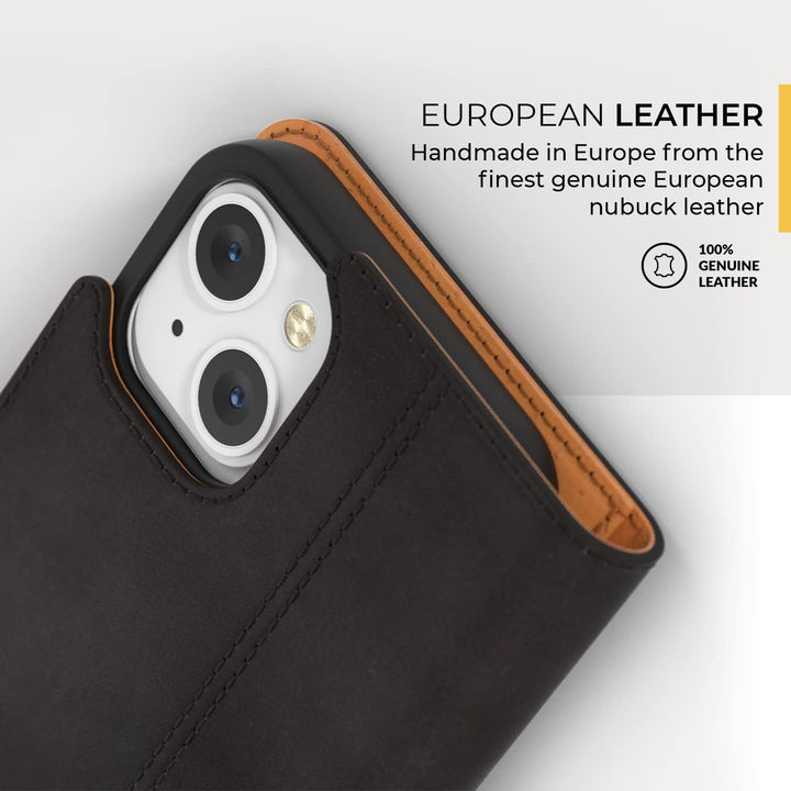Snakehive iPhone 13 Hülle Leder | Stylische Handyhülle mit Kartenhalter & Standfuss | Handyhülle Sch