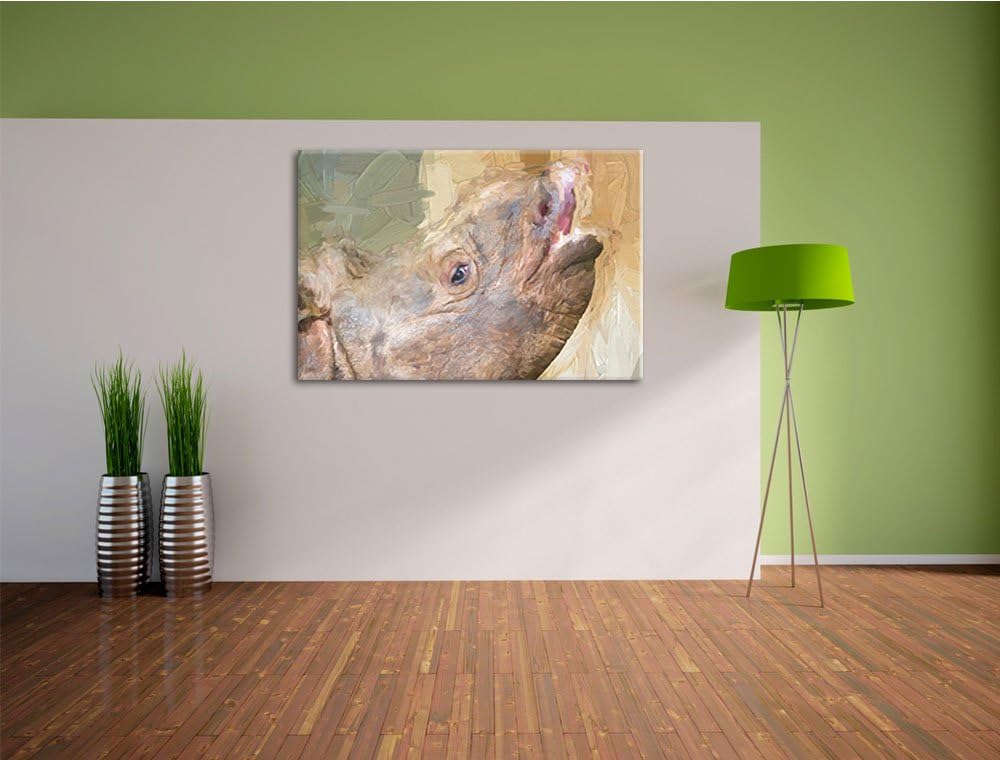 kleines Nashorn Deluxe Format: 100x70 cm auf Leinwand, XXL riesige Bilder fertig gerahmt mit Keilrah