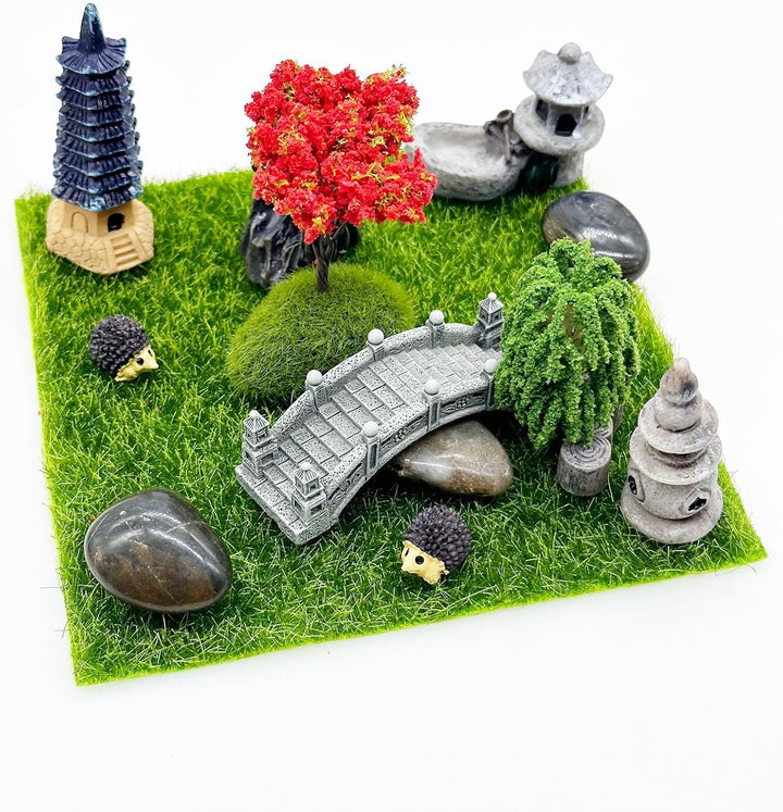 Cayway Mini Zen Miniatur Garten Miniatur Garten Deko Miniatur Gartenzubehör Ornamente, Garten Gras M