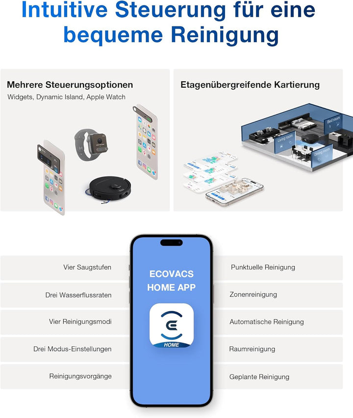 ECOVACS DEEBOT T30C Omni Gen2, Saugroboter mit Wischfunktion, 25.000 Pa, OZMO Turbo 2.0 Wischen, Zer