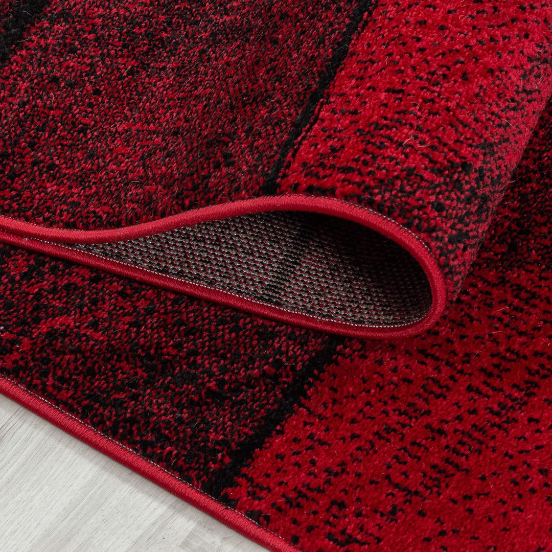 HomebyHome Teppich Wohnzimmer 120x170 cm Rot Wand Design - Schlafzimmer Teppich Kurzflor Extra Weich
