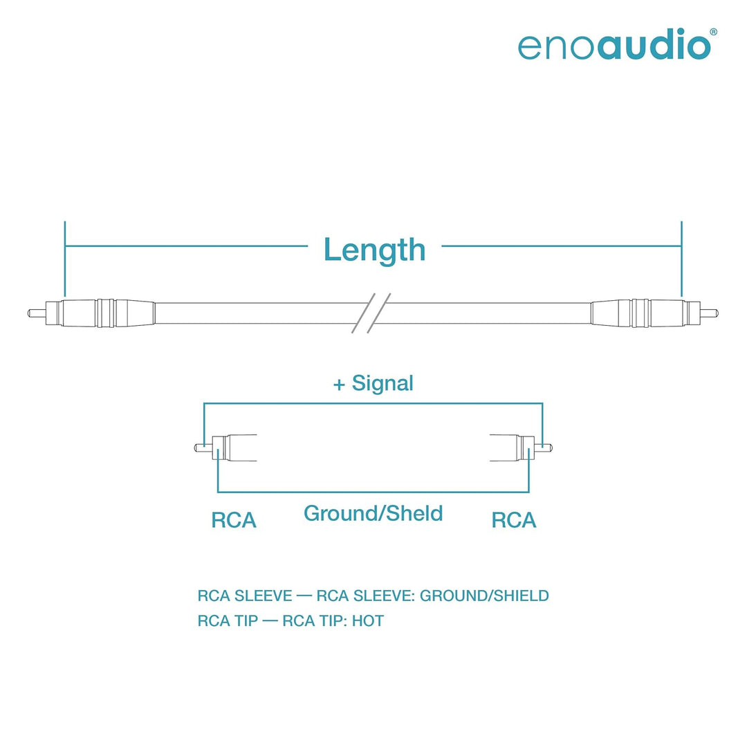 enoaudio Mogami 2534 Quad Professionel Studio Kabel | Neutrik Gold Cinch RCA | HiFi, White, 0,5 m Wh