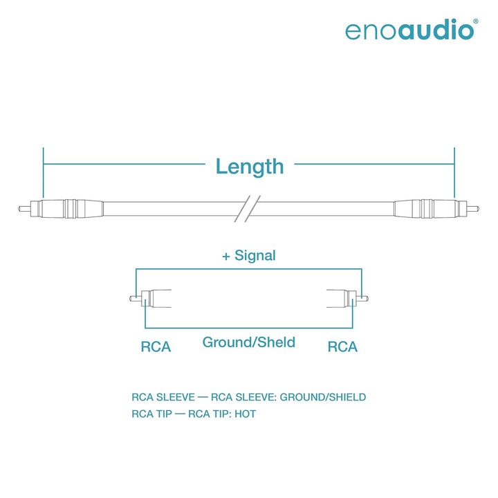 enoaudio Mogami 2534 Quad Professionel Studio Kabel | Neutrik Gold Cinch RCA | HiFi, White, 0,5 m Wh