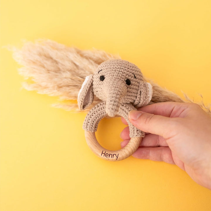 Personalisierter Beissring Baby - Niedlicher Greifling für Baby's ab 0 Monate - Babyrassel mit Name